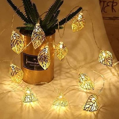 Party Propz Leaf Light for Decoration - 14 LED, 14ft, Golden Metal String Light for Home Decorations, Aesthetic Room Decor Lights, Decorative Lights, Led Lights for Decoration