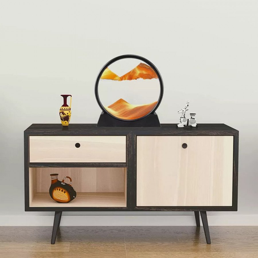 Rexez Moving Sand Art Picture Glass Liquid Painting 3D Natural Landscape showpieces for Home Decor Antique Gifts for Kids Office Desktop Decoration Desk Table Decorative Items