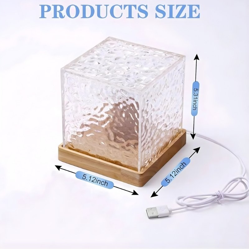 Dynamic Water Ripple Projector Night Light | Rotating Ocean Wave Ambient Lamp with Crystal Shade | 16-Color RGB LED Mood Light for Bedroom, Living Room & Gift Decor