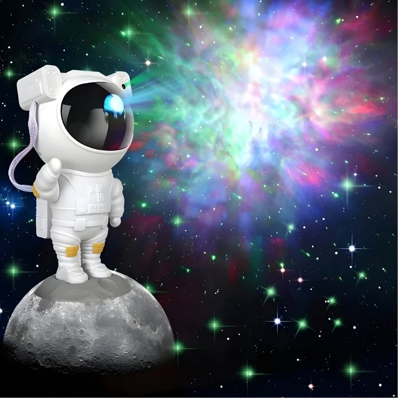 Astronaut Galaxy Star Projector Night Light | Robot-Inspired 360° Rotating Nebula Lamp | USB Powered LED Starry Sky Projector with Remote Control for Kids' Bedroom, Gaming Room & Home Cinema
