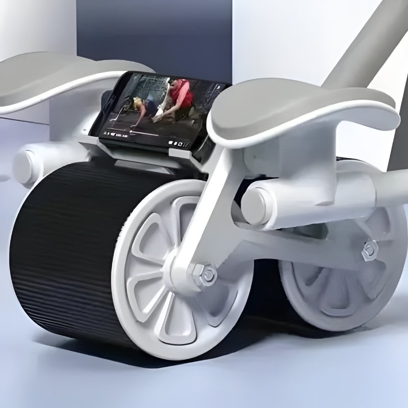 Automatic Rebound Ab Roller with Integrated Timer & Mobile Stand | 2-in-1 Elbow Support Abdominal Wheel | Silent Core Trainer & Fitness Roller for Home Gym & Abdominal Workouts