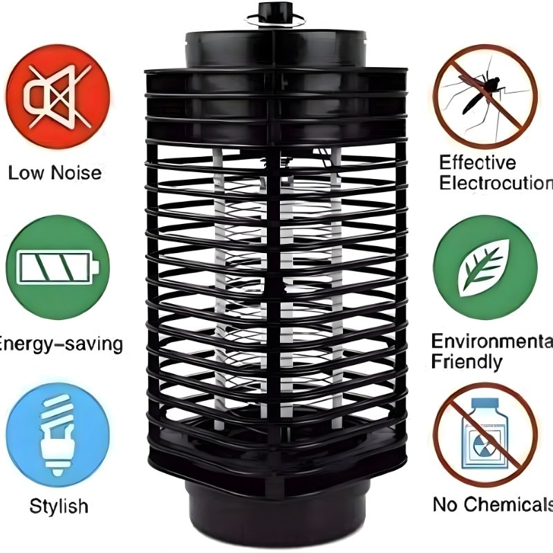 Black Electric Mosquito Killer Lamp | Silent UV Light Bug Zapper & Suction Trap for Home | Chemical-Free Indoor Insect Control for Bedrooms, Kitchens & Offices | USB Powered Pest Repeller