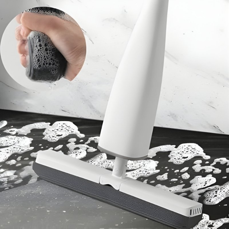 Squeeze Butterfly Sponge Mop | Super Absorbent PVA Foam Floor Cleaner with Easy-Squeeze Wringing Handle | Professional Self-Wringing Mop for Hardwood, Tile, and Bathroom Floors