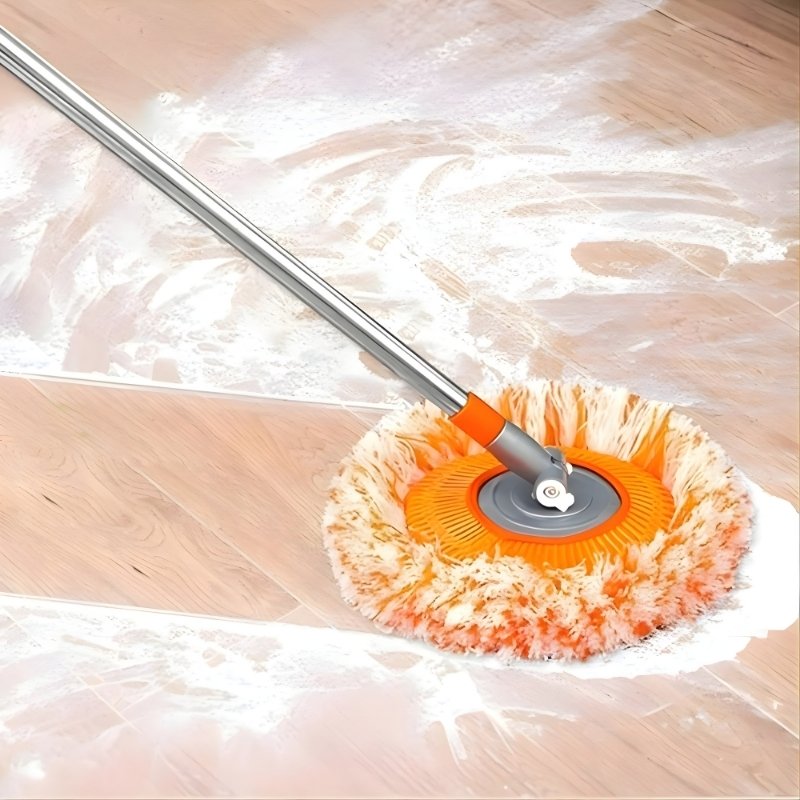 360 Degree Rotating Spin Mop with Microfiber Head & Adjustable Stainless Steel Handle - Orange