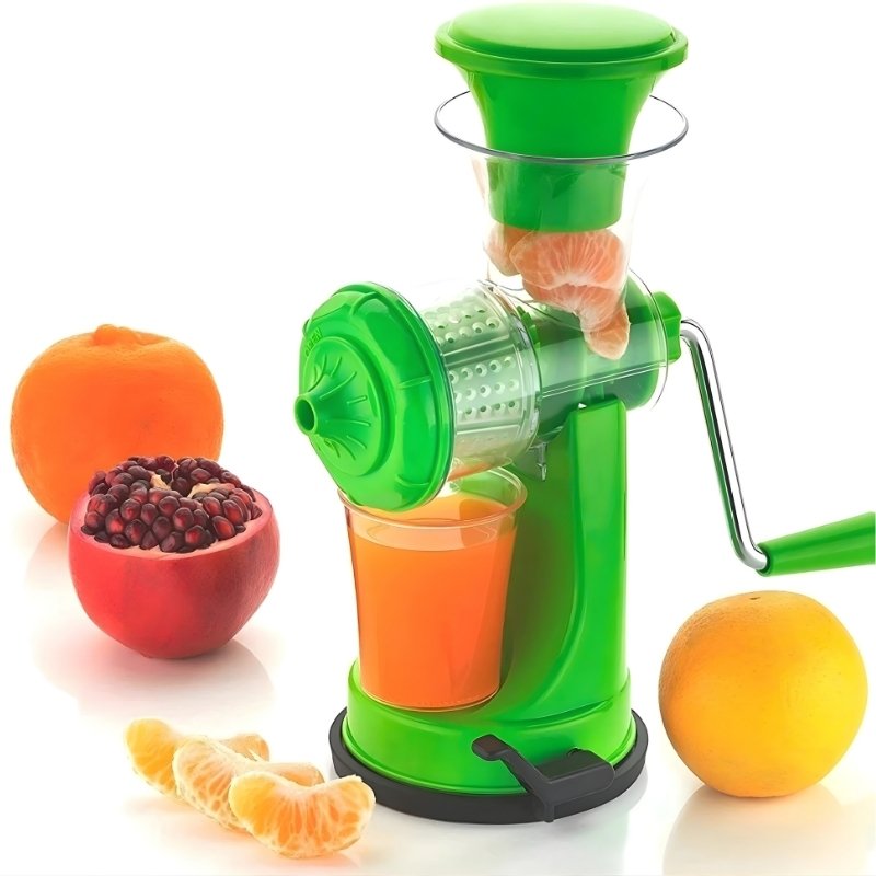  Mini  -Multi-Purpose Manual Fruit and Vegetable Juicer with Steel Mesh Filter and Vacuum Base | Ergonomic Handle for Easy Extraction (Bright Green)