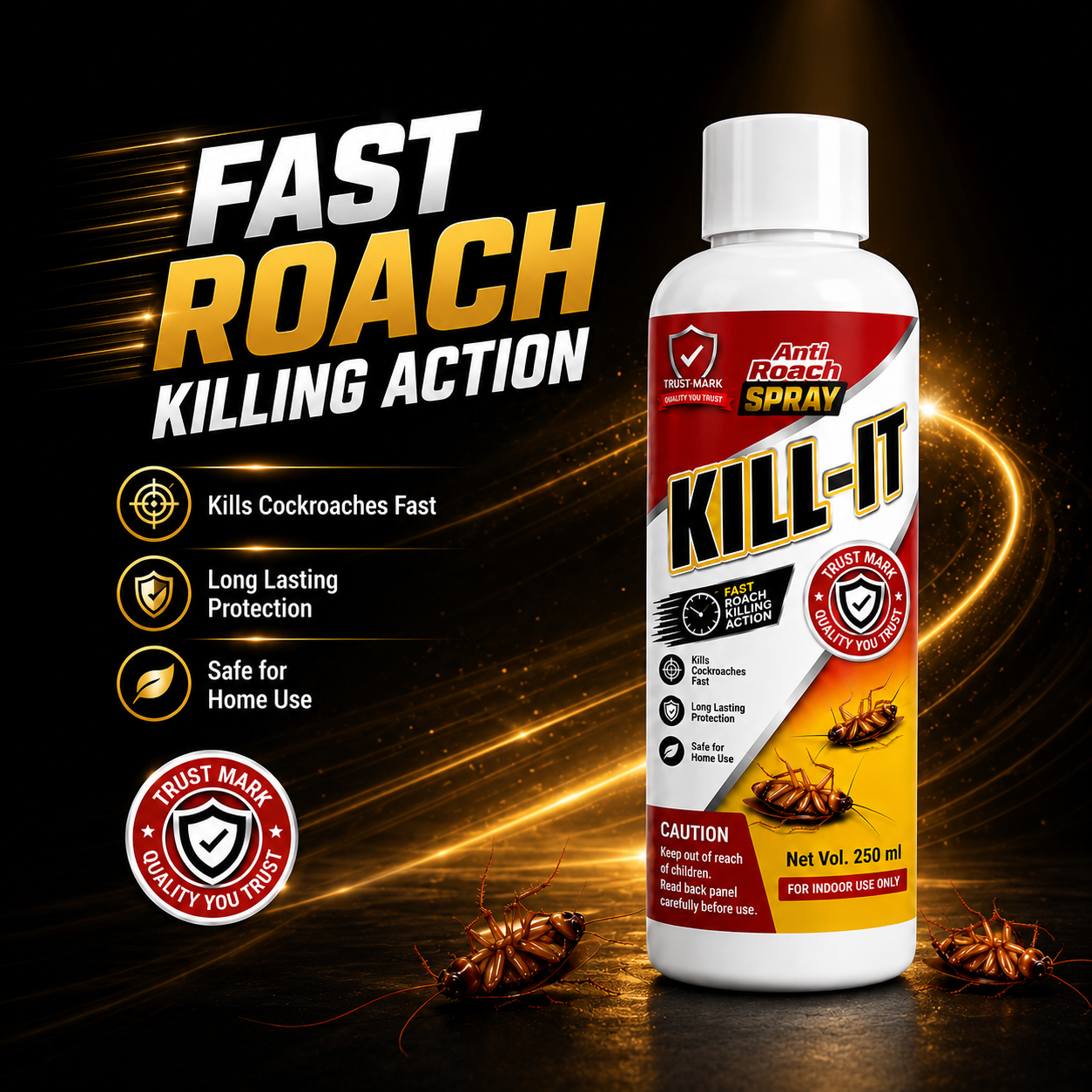 KILL-IT Fast Action Cockroach Killer Spray – 250 ml