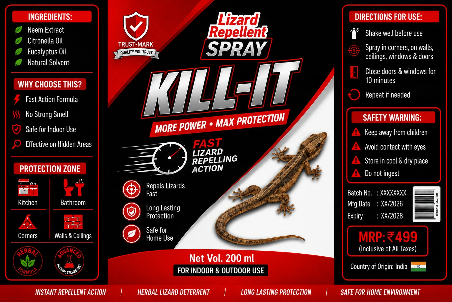 KILL-IT Lizard Repellent – Ingredients & Usage Guide